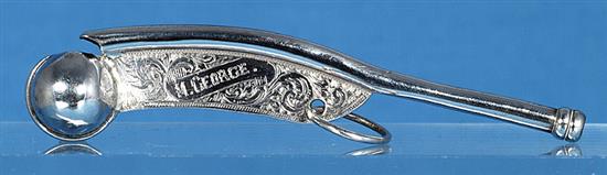 A Victorian silver bosuns call, Length 117mm Weight 18grms
